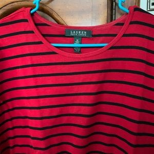 Red stripe Ralph Lauren top 3/4 length sleeves